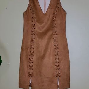 Brown Faux Suede Minidress Size 4 / Small (Boston Proper)
